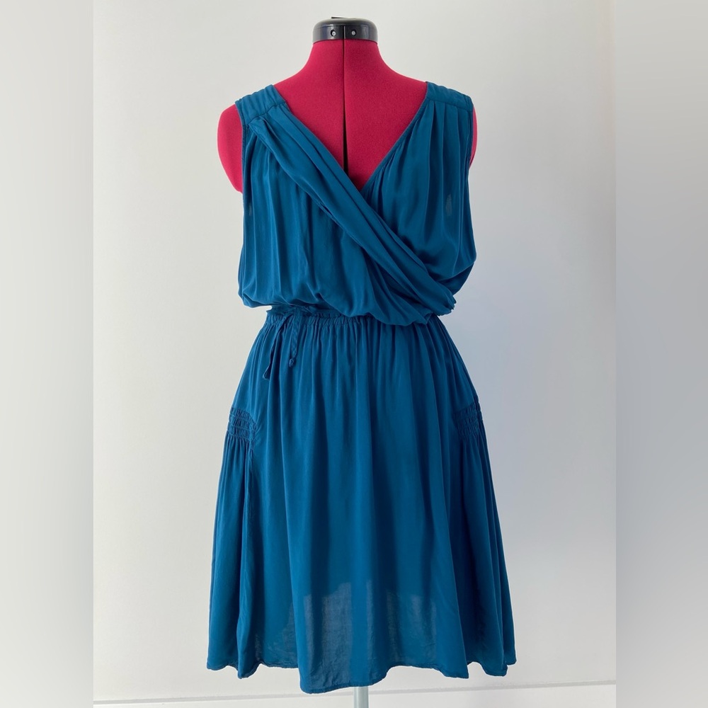 Jacob Teal Blue Sleeveless Cross-Front Dress